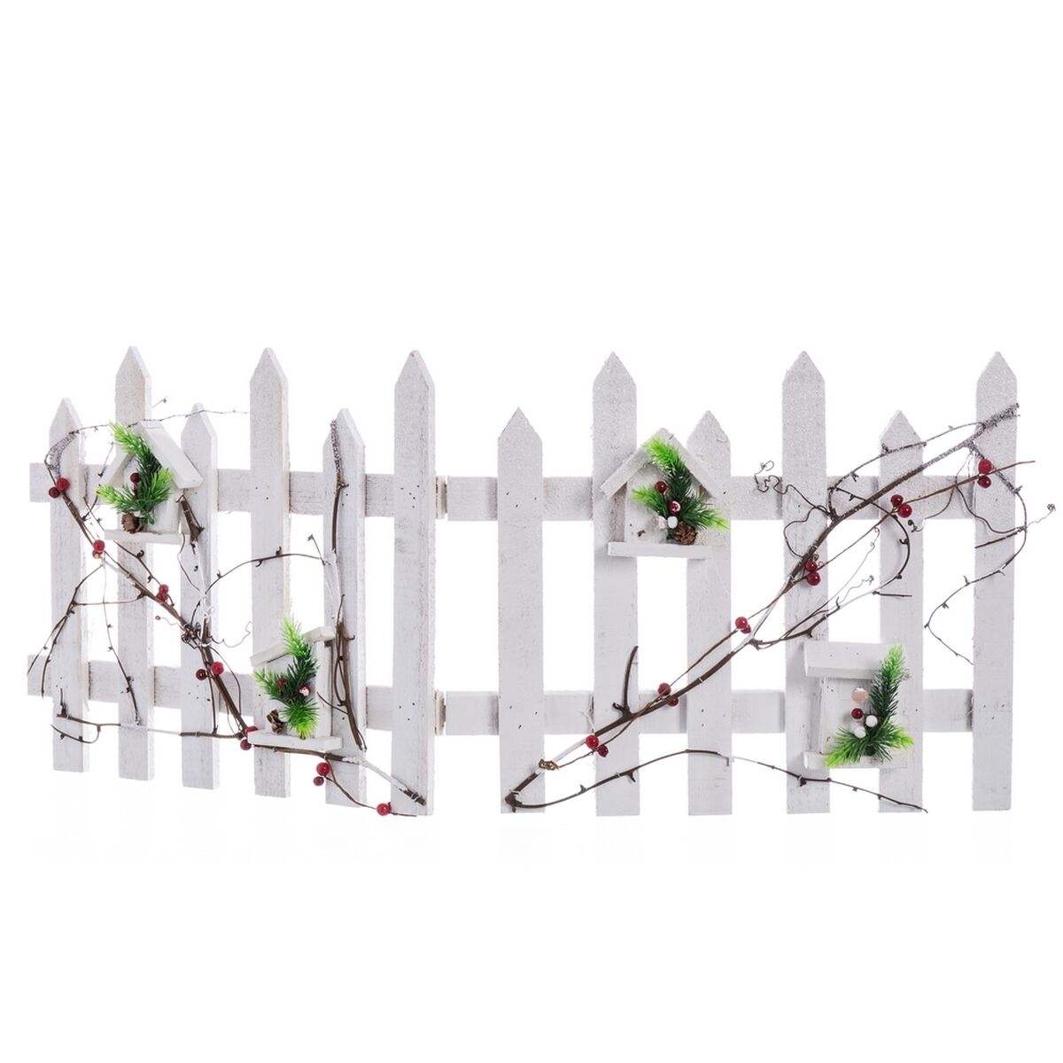 Décorations de Noël Blanc Multicouleur Bois Plastique Clôture 98 x 40 x 1,5 cm