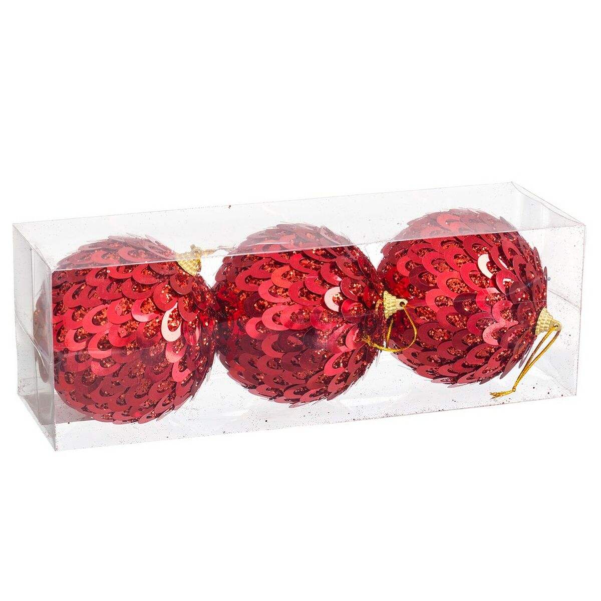 Boules de Noël Rouge Plastique Polyfoam 10 x 10 x 10 cm (3 Unités)