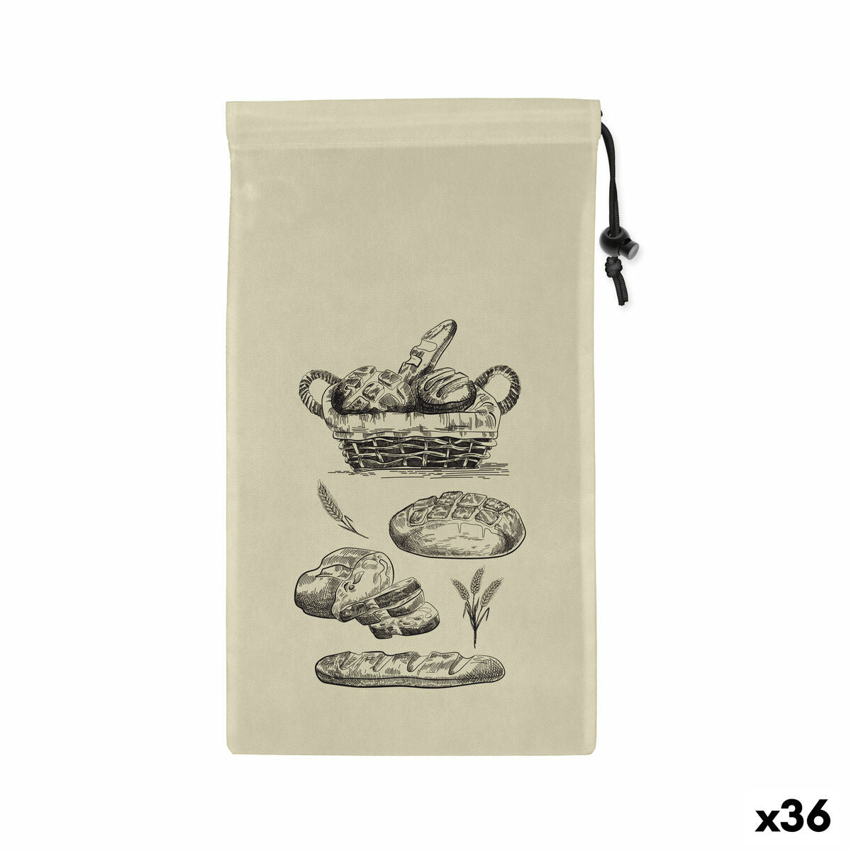 Ensemble de sacs alimentaires réutilisables Quttin Pain TNT (Non Woven) 2 Pièces 25 x 45 cm (36 Unités)